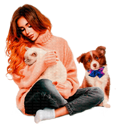 winter woman with animals by nataliplus - gratis png