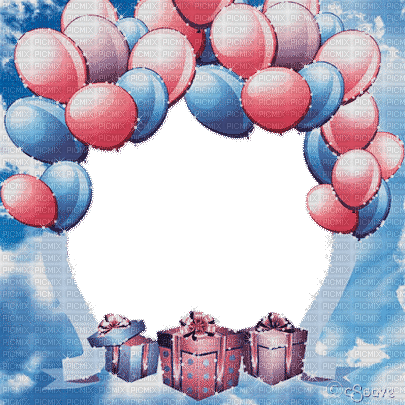 soave frame birthday animated  blue pink - 無料のアニメーション GIF