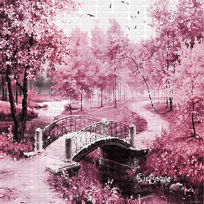 soave background animated autumn bridge park - Gratis geanimeerde GIF