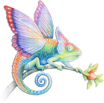 soave deco animals Chameleon fantasy pastel - Free PNG