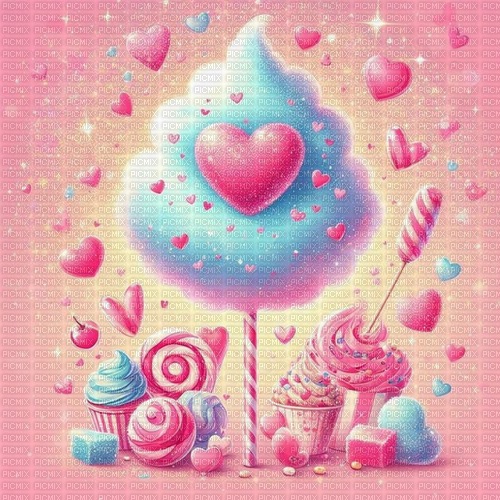 pink blue hearts background - Free PNG