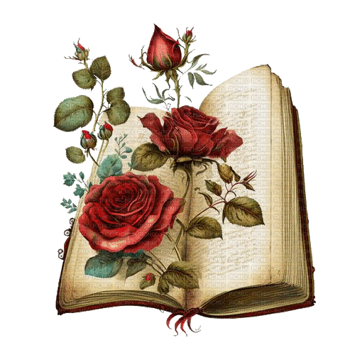 book, rose, vintage, livre, rose - Gratis animeret GIF