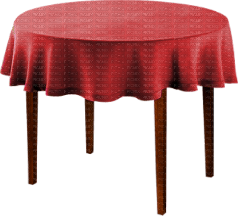 Mesa con mantel rojo - gratis png