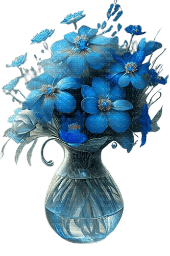 vase fleurs bleues - ingyenes png