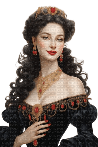 vintage woman black red fantasy - png gratis