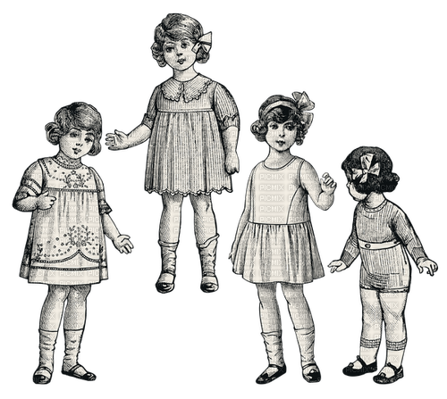 Vintage Girls  Children Enfants Friends Amis - 免费PNG