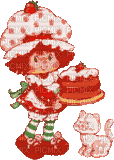 strawberry shortcake and custard pink cat - Ücretsiz animasyonlu GIF