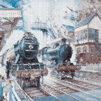 soave background animated vintage train station - Безплатен анимиран GIF