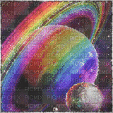 Rainbow Saturn Backround - Besplatni animirani GIF