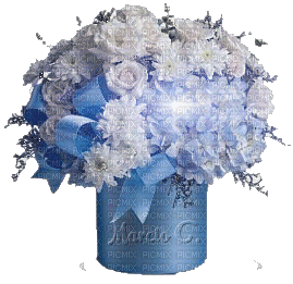 Blue & White Flowers - GIF animé gratuit