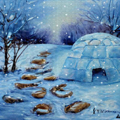 Winter Igloo and Path Background - Бесплатный анимированный гифка