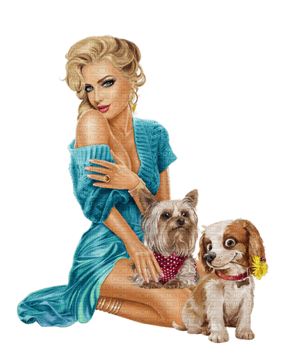 woman and dogs by nataliplus - gratis png