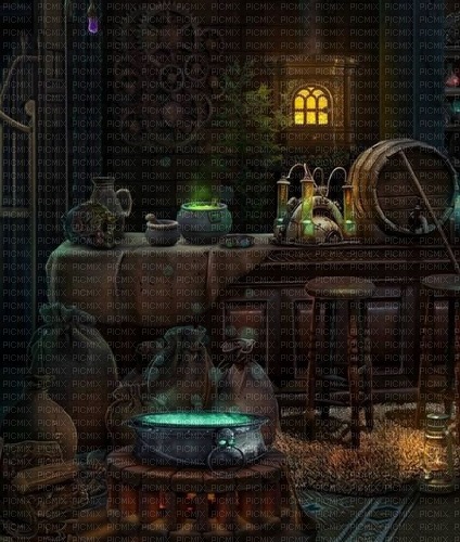 wizard fantasy halloween room background - png ฟรี