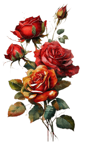 roses rouges orangés - gratis png