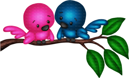 kikkapink deco scrap pink blue birds - безплатен png