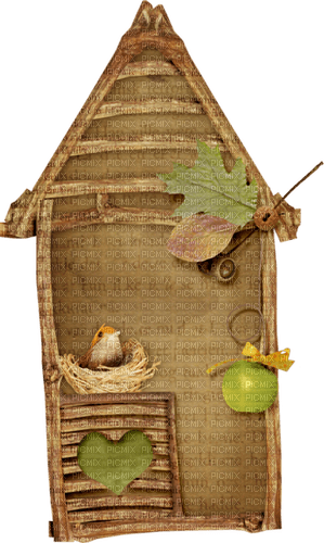 kikkapink autum bird housebird deco brown - δωρεάν png
