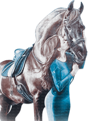 soave woman horse blue brown - PNG gratuit