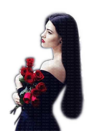 Rena Gothic black red Roses Girl Mädchen - 無料png