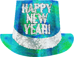 soave deco happy new year text hat animated - Бесплатный анимированный гифка