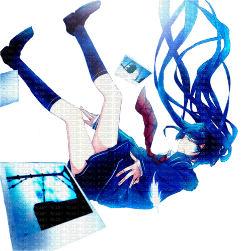 Anime girl falling - gratis png