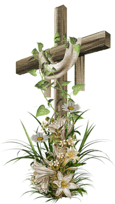 CROSS WITH LILLIES - PNG gratuit