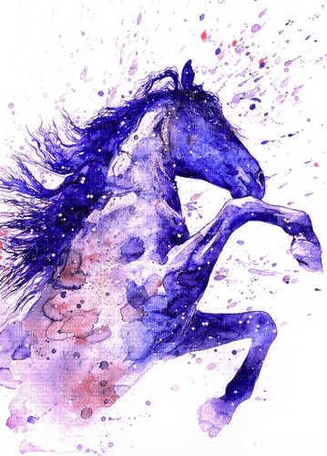 Watercolor purple horse - png ฟรี
