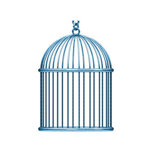 kikkapink deco scrap blue cage bird - 免费PNG
