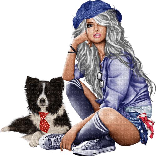 CHICA CON PERRO - png grátis