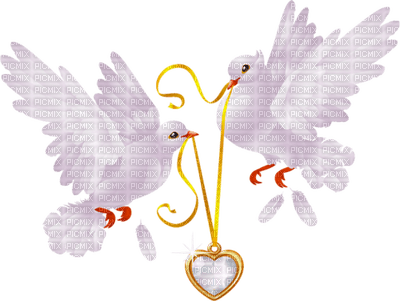Kaz_Creations Deco Heart Love Hearts Birds - PNG gratuit