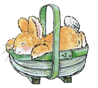 Animated Easter Bunny Sleeping in Basket - Gratis geanimeerde GIF