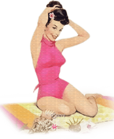 soave woman vintage pink up beach pink brown - 免费PNG