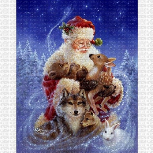 Santa Claus with animals - безплатен png