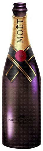 Champagne.Bottle.Black.Gold.Purple - бесплатно png
