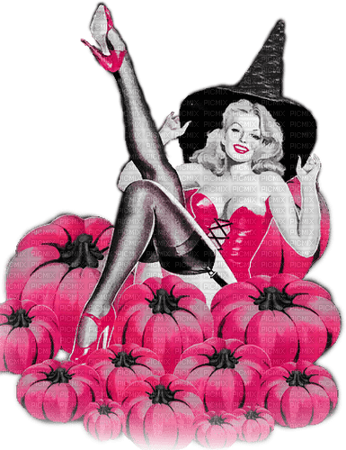 soave woman vintage pin up halloween pumpkin witch - PNG gratuit