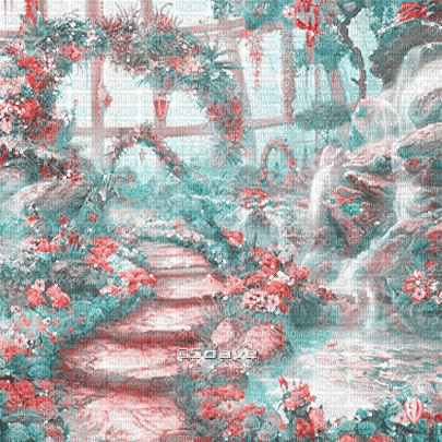 soave background animated forest fantasy flowers - Gratis animerad GIF