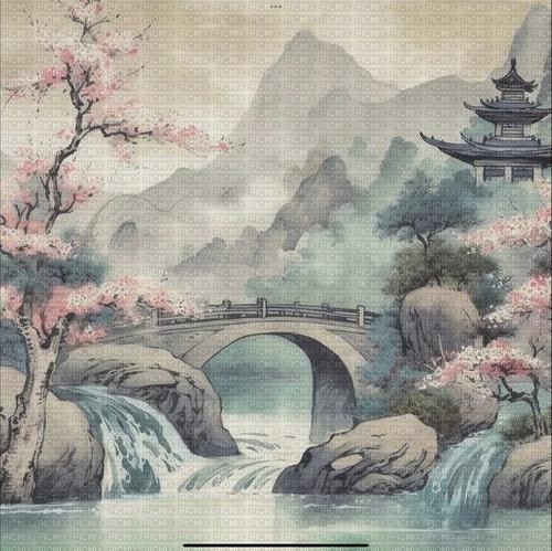 asian oriental landscape background - ücretsiz png