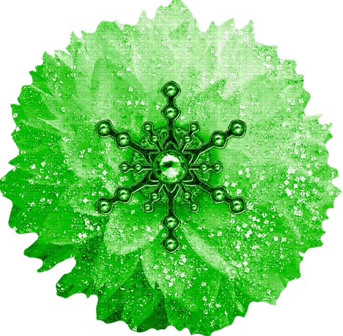 Snowflake.Glitter.Flower.Green - Free PNG