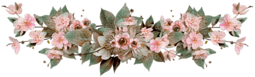 vintage border flowers pink - Free PNG