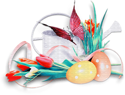soave deco flowers spring tulips easter eggs - PNG gratuit