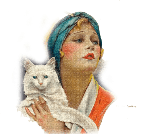 kikkapink woman winter cat vintage - ingyenes png
