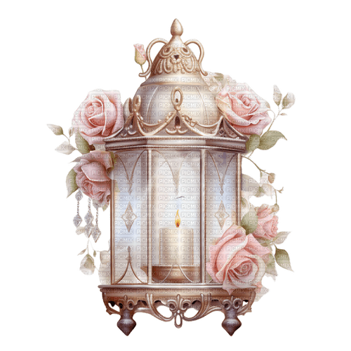 pink lantern roses vintage rox - Free PNG