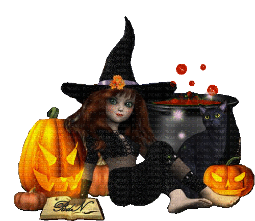 MMarcia gif femme woman witch cat halloween - Free animated GIF - PicMix
