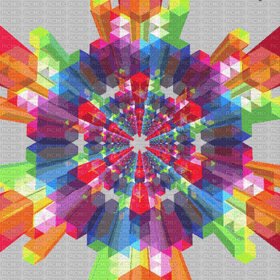 multicolore art image rose bleu jaune multicolored color kaléidoscope kaleidoscope effet encre edited by me - Free animated GIF