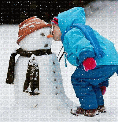 snowman and child - Nitsa - Δωρεάν κινούμενο GIF
