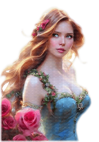 Fantasy woman roses - PNG gratuit