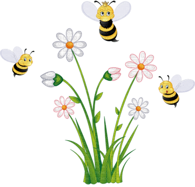 Flower and bees - nemokama png