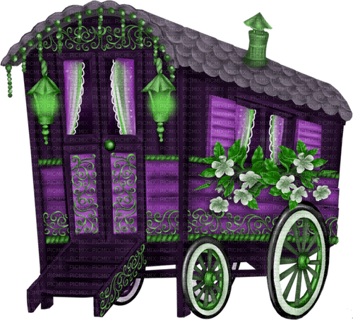 Gypsy Camper.Purple.Green - kostenlos png