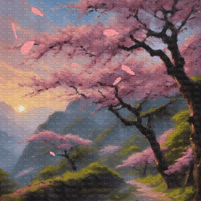 Sakura Sunset - Δωρεάν κινούμενο GIF