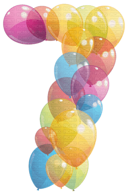 Kaz_Creations Numbers Number 7 Balloons - darmowe png