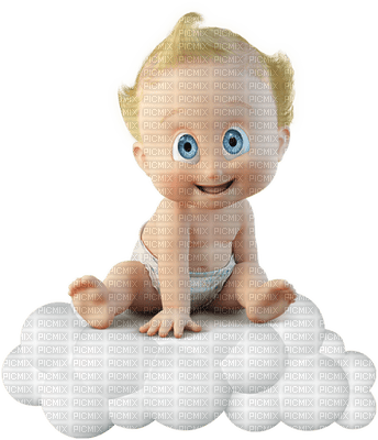 Kaz_Creations Cartoon Baby On Clouds - PNG gratuit